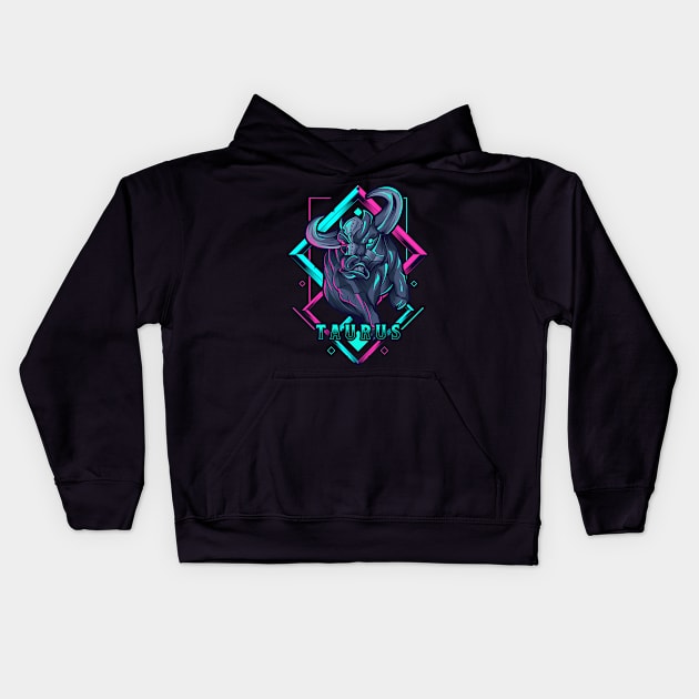 Zodiac TAURUS NEON Series Kids Hoodie by ZODIAC HOLIC